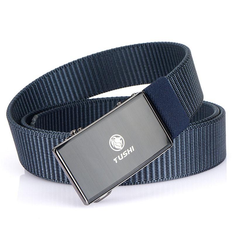 Toothless Automatic Buckle Belt Thickened Nylon Canvas Trousers All-match Casual Men s Business 120cm королевский синий