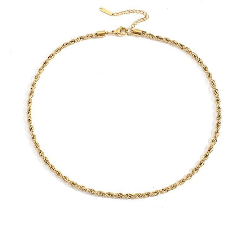 Trendy Stainless Steel Necklace for Unisex Fashion Twine Hip Hop Choker Women Men Neck Chain Necklace Jewelry