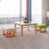 Retro Solid Wood Square Stool, Creative Fabric Sofa Low Stool for Living Room Shoe Changing Home Use
