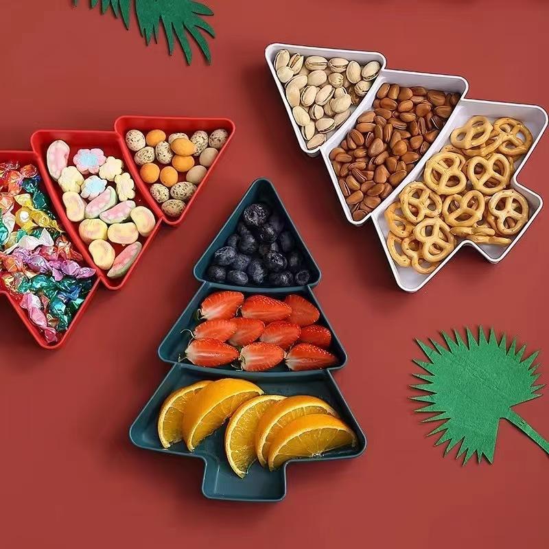 Christmas Tree Dinner Plate Creative Tree Shaped Candy Plate Christmas Food Grade Plastic Fruit Platter Christmas Accessories