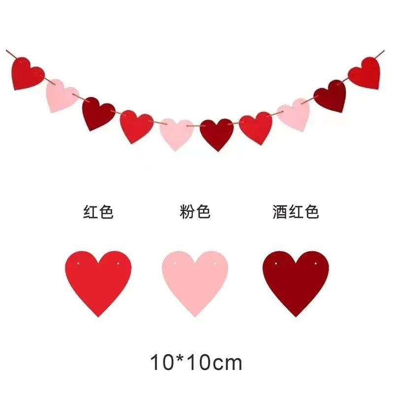 Valentinstag Hängende Banner Girlande Wimpelkette Rotes Herz Papierbanner Türhänger Schmuck Hochzeit Geburtstag Party Dekoration