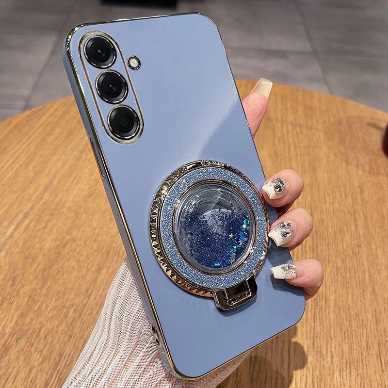 For Samsung A56 Quicksand Bracket Electroplated Phone Case for Samsung A56 A36 A26 A16 A06 A55 A35 A25 A15 A05 S A 54 53 73 Case