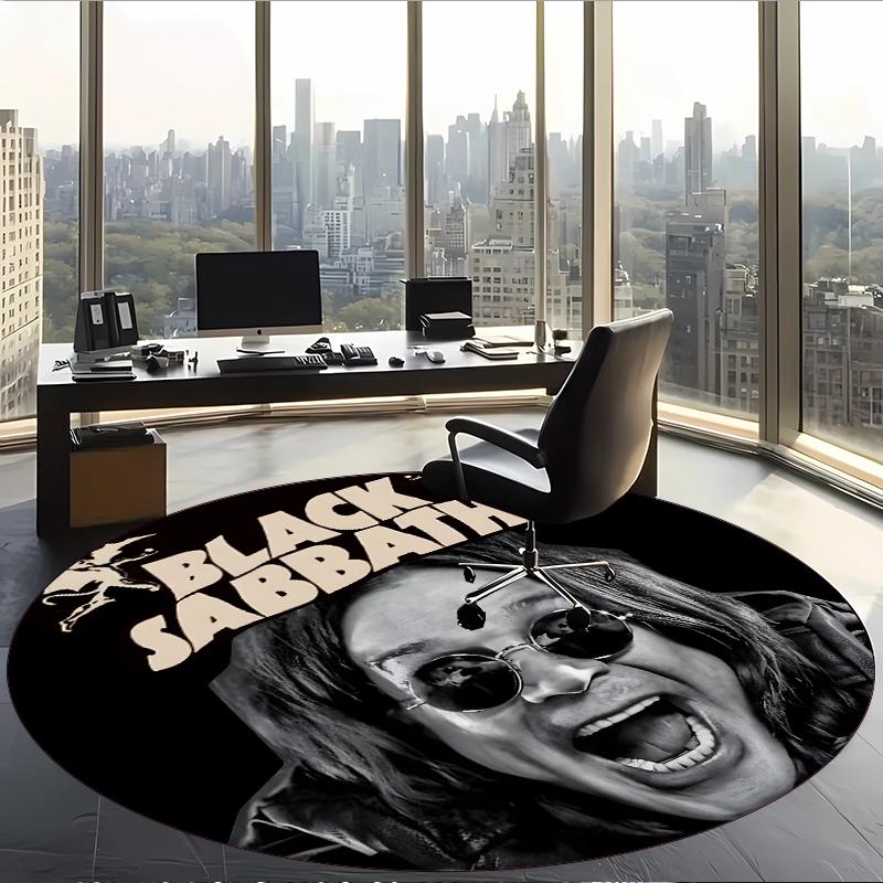 Ozzy Osbourne (20) Round Office Rug Decorative Floor Rug for Office Bedroom Living Room and Home Space