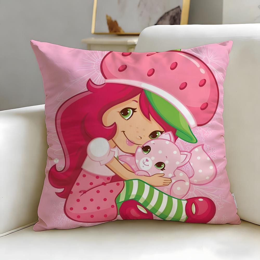 

classic cartoon Strawberry Shortcake Cushion Cover Soft EasyWash Pillow Case Versatile for Couch Bed Travel and Office 30X30cm