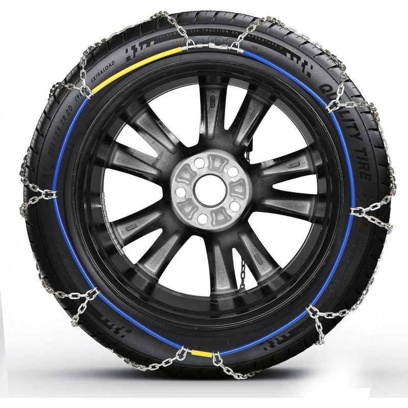 Snow Chains, Wear-Resistant High Carbon Steel Anti Slip Tire Chain for Passenger Cars, Pickups, and SUVs, Set of 2 (KN140)