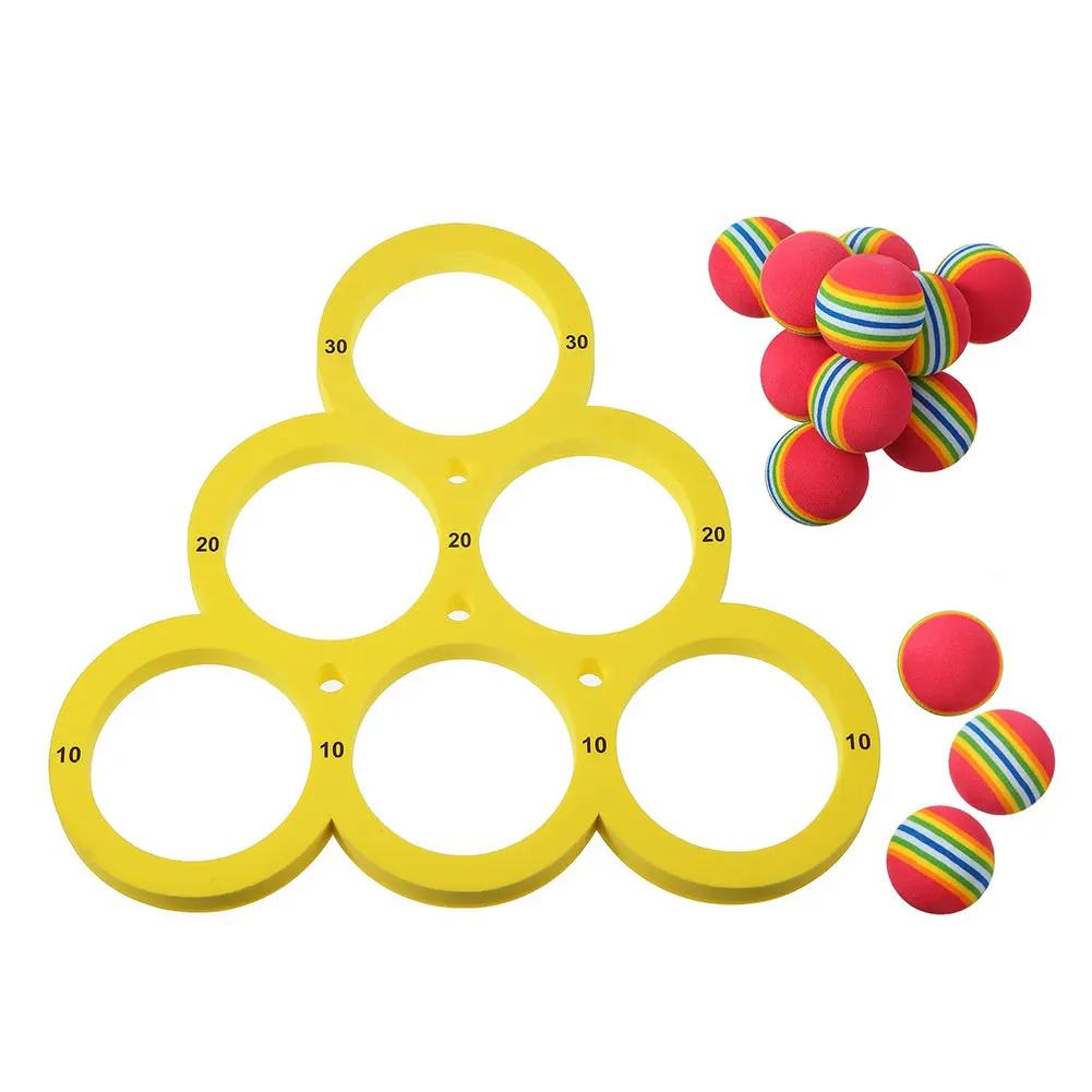 1set Fun Splash Water Sports Floating Pool Game Toy with 10 Rainbow Balls Throwing Game Water Sports EVA Throwing Circle Sets
