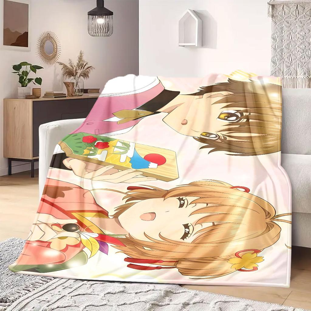 Cardcaptor Sakura Prime Cartoon Flannel Blanket, Printed Decorative Throw for Sofa, Cozy Bedroom Bedding, Travel Accessory_LIAN