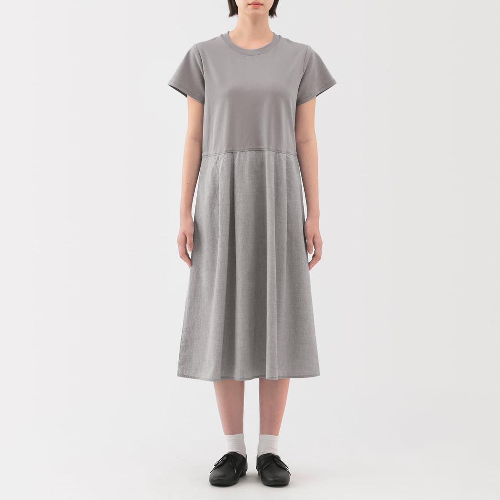 MUJI Cool Short Sleeve Size BC2LKA5S Women's Dress, Gray, M,