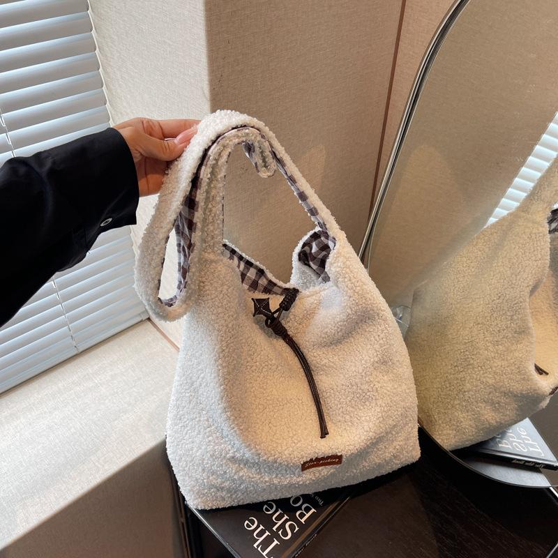 Lazy Style Tote Bag, Large-capacity Plush Single-shoulder Crossbody Bag