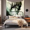 Boho Chic Wall Tapestry With Moon Phase Floral Starry Sky Design Bedroom Yoga Studio Decor