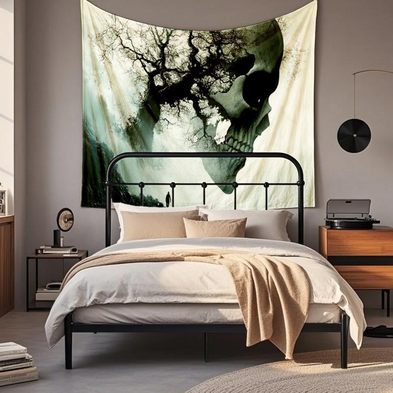 Boho Chic Wall Tapestry With Moon Phase Floral Starry Sky Design Bedroom Yoga Studio Decor