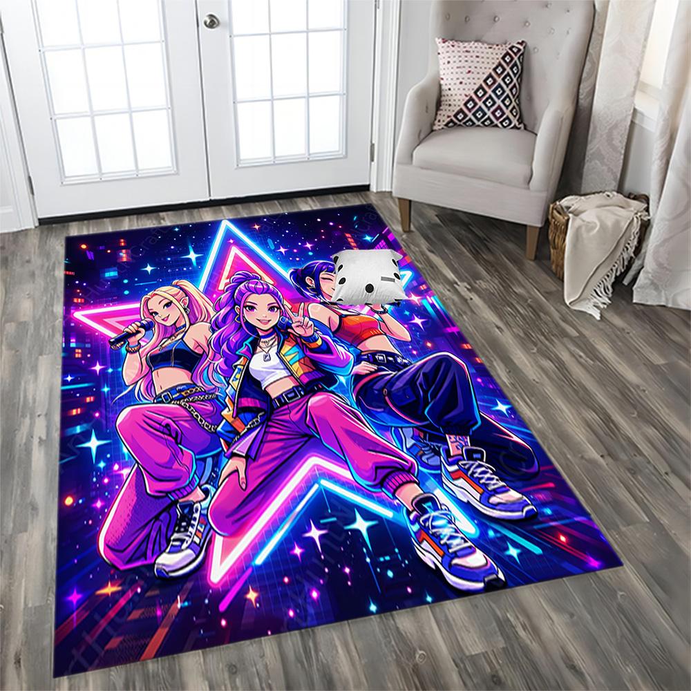 Magische Meisjes in Neonlichten vloerkleed voor woonkamers, slaapkamers, huisdecoratie en als cadeau.