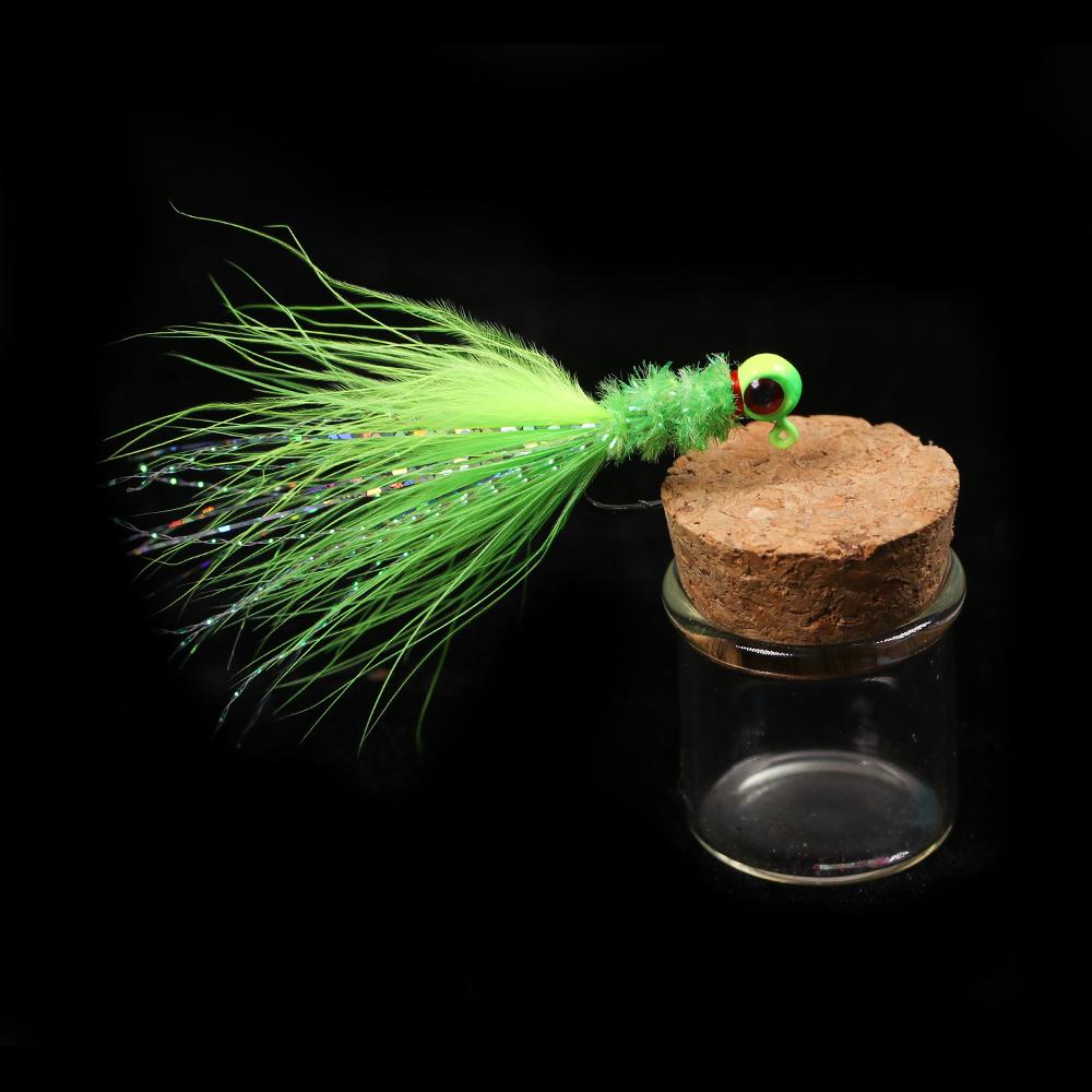 6 STÜCKE 6 Farben Marabou Crappie Jigkopf Haken Eisfischen Panfish Sonnenfisch Forelle Walleye Angelköder Haken