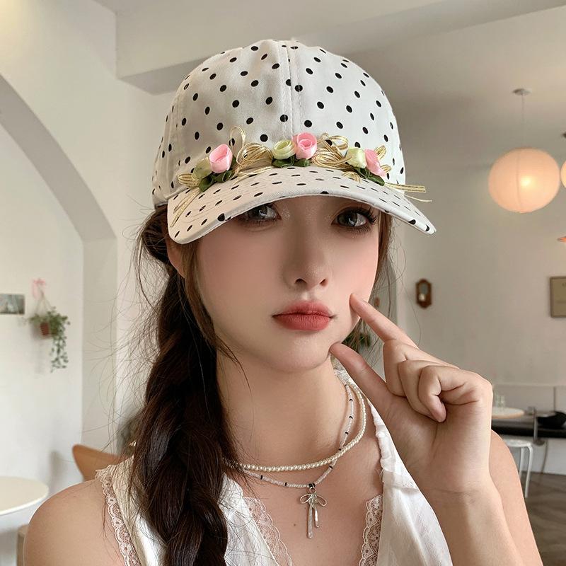 Polka Dot Flower Baseball Cap Children Spring And Summer Small Fresh Face Small Cap Outdoor Sun Protection Hat