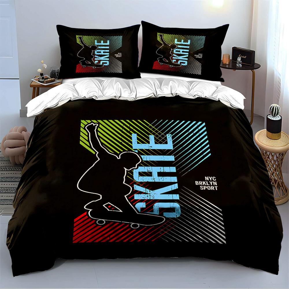 Skateboard NYC Design Bedding Duvet Cover Set Duvet Cover Pillowcases (1*Duvet Cover 2*Pillowcases, Without Duvet Insert)