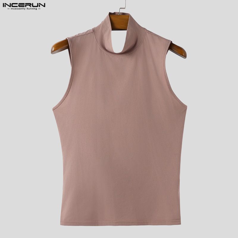 INCERUN Men Women Sleeveless Backless Casual Fitted Party Tank Tops