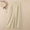 ZANZEA Women Casual Solid Color Loose Wide Leg Pants