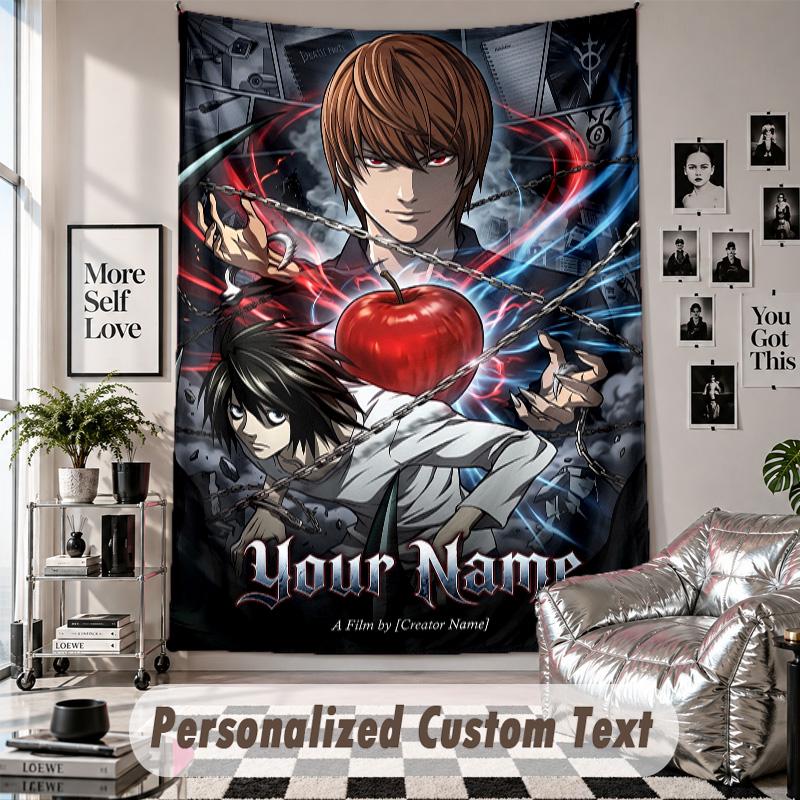 Wall Hanging Tapestry With Custom Name & Text, Death Note Decorative Tapestry For Bedroom