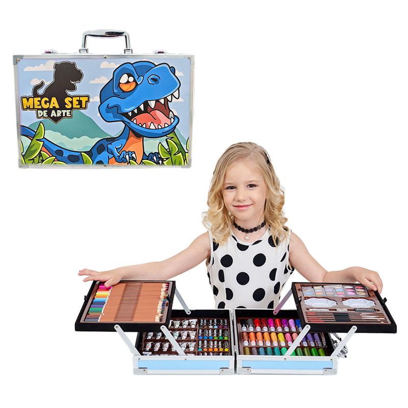 145 Parça Çocuk Sanat Seti: Çizim ve Boyama İçin Fırçalar, Guaj Boyalar, Suluboyalar, Pastel Boyalar ve Daha Fazlası