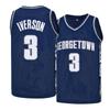 Herren #3 Georgetown University Lverson Blau Grau Basketballtrikot, Gesticktes Retro Basketball-Westen, Fan-Geschenk