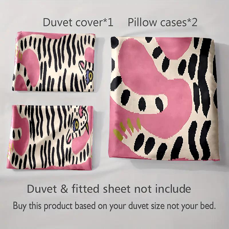 Pink Tiger Motif Bedding Duvet Cover Sets Duvet Covers Pillowcases Gifts (1 * Duvet Cover 2 * Pillowcases, Without Duvet Insert)