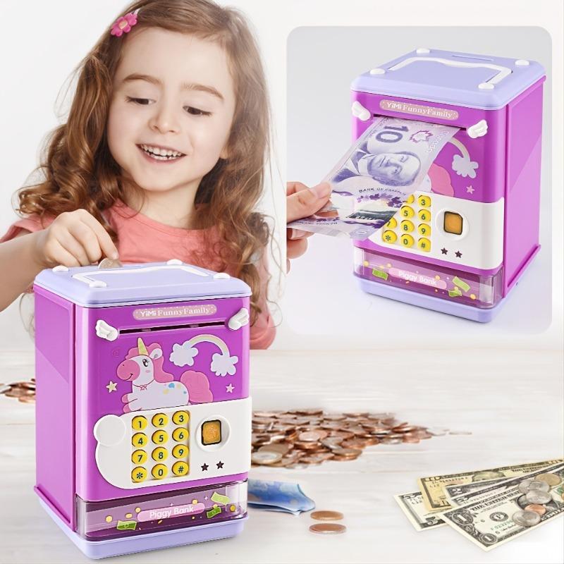 Electronic Fingerprint ATM Piggy Bank with Music for Boys Girls Unicorn Panda Bear Money Bank for Toddlers Kids Birthday Gift