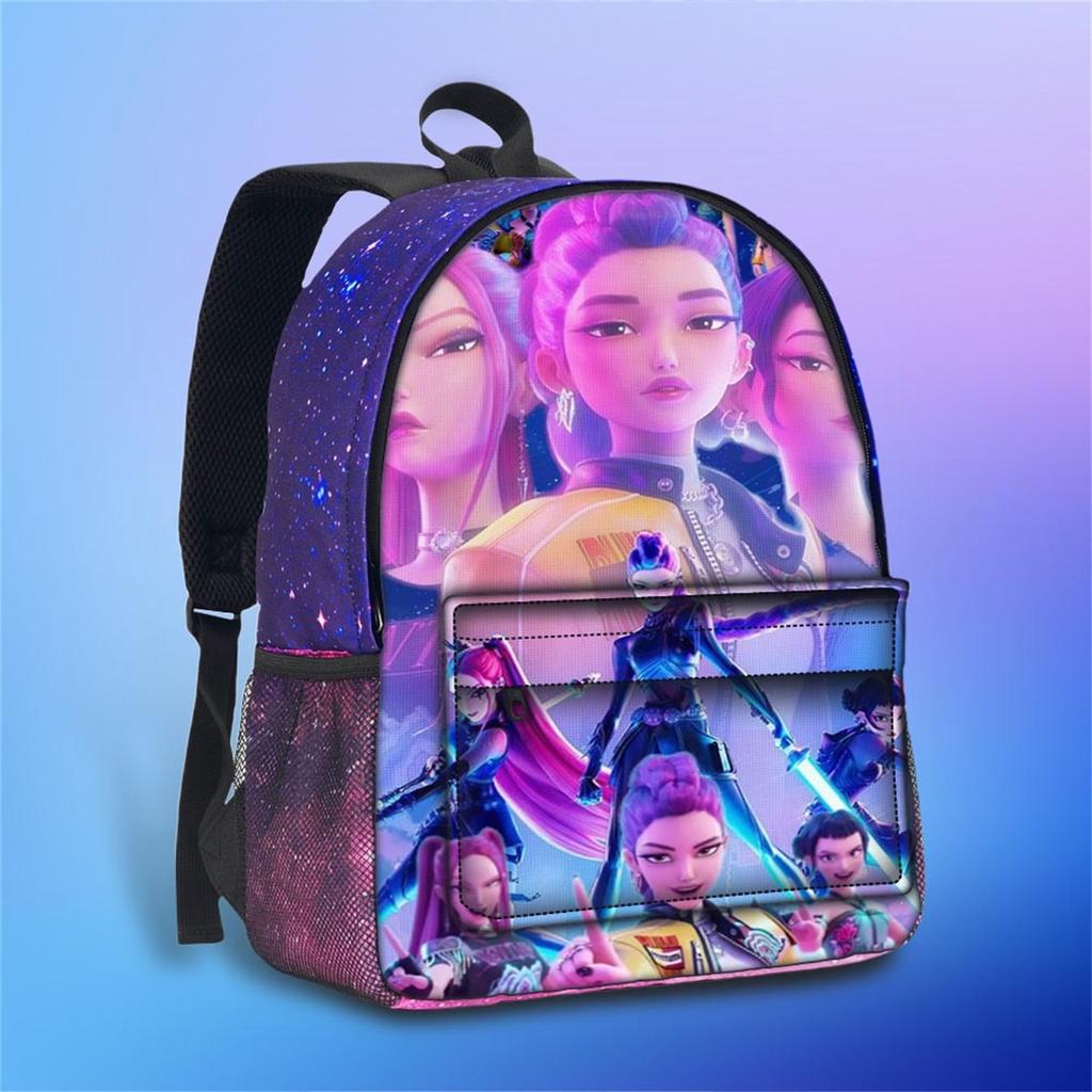 Movie Peripheral Print Backpack, School Bag Student Campus With Plush Ball Backpack