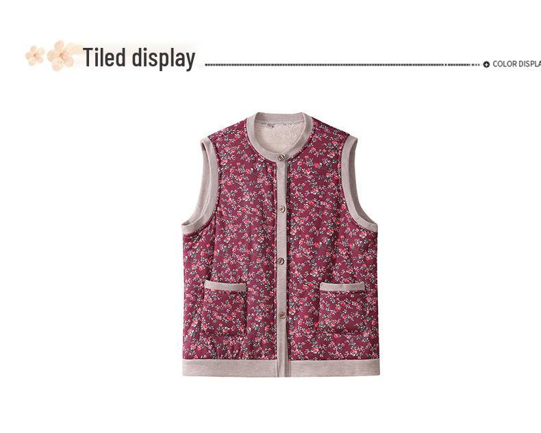 Plus Size Women's Autumn Winter Velvet Shawl Vest - Oversized Warm Cotton for Moms and Grandmas
