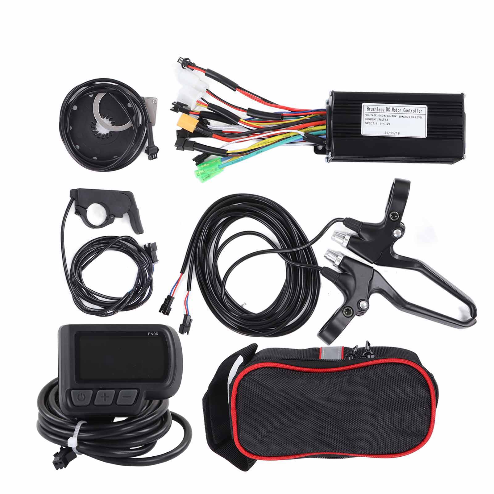 

Bike Lithium Conversion Kit with 26A 3 Mode Controller EN06 Panel Brake Grip Thumb Throttle PAS Line for DIY