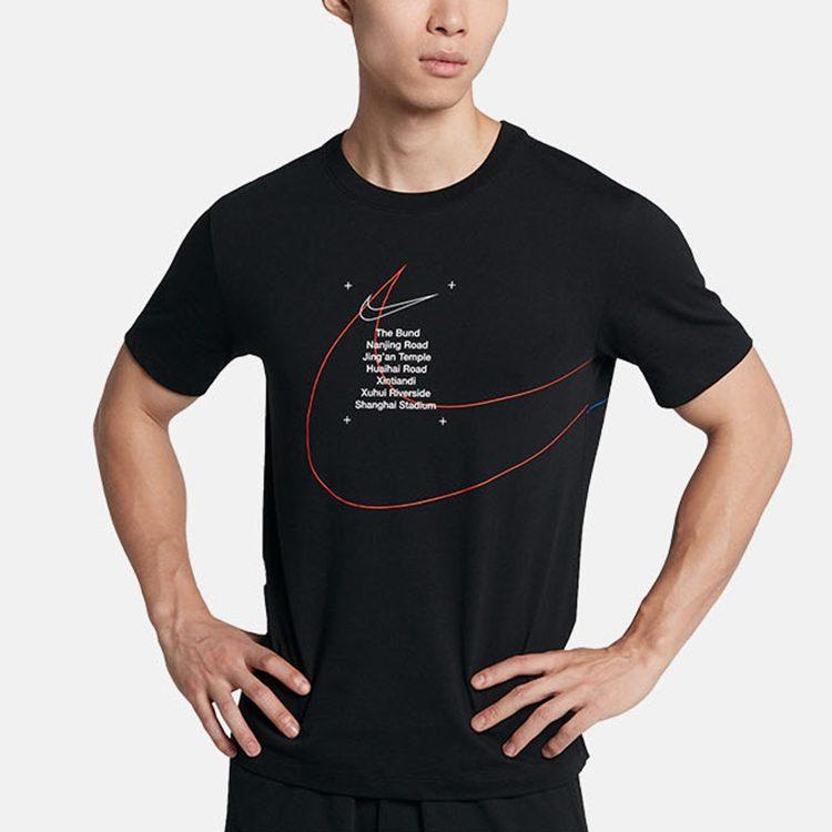 Nike T Shirts Men's Black Crew Neck Moderate Straight Fit BV7074-010