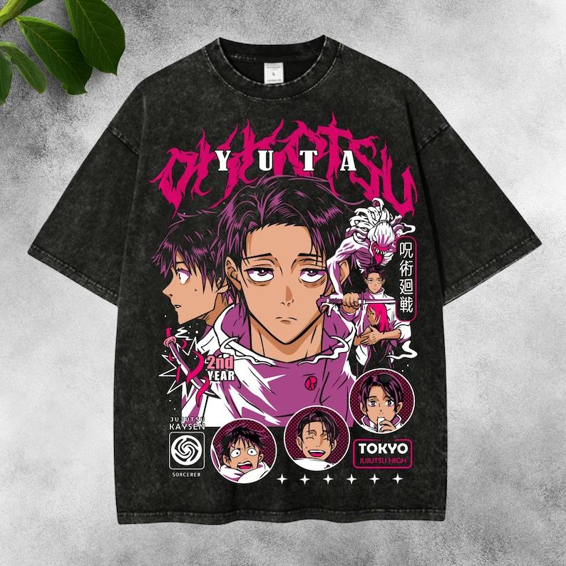 

Hot Anime Jujutsu Kaisen Okkotsu Yuta Clothing Men Women Tshirts Washed Cotton Tee Retro Oversized T-shirt Harajuku Male T Shirt XXL