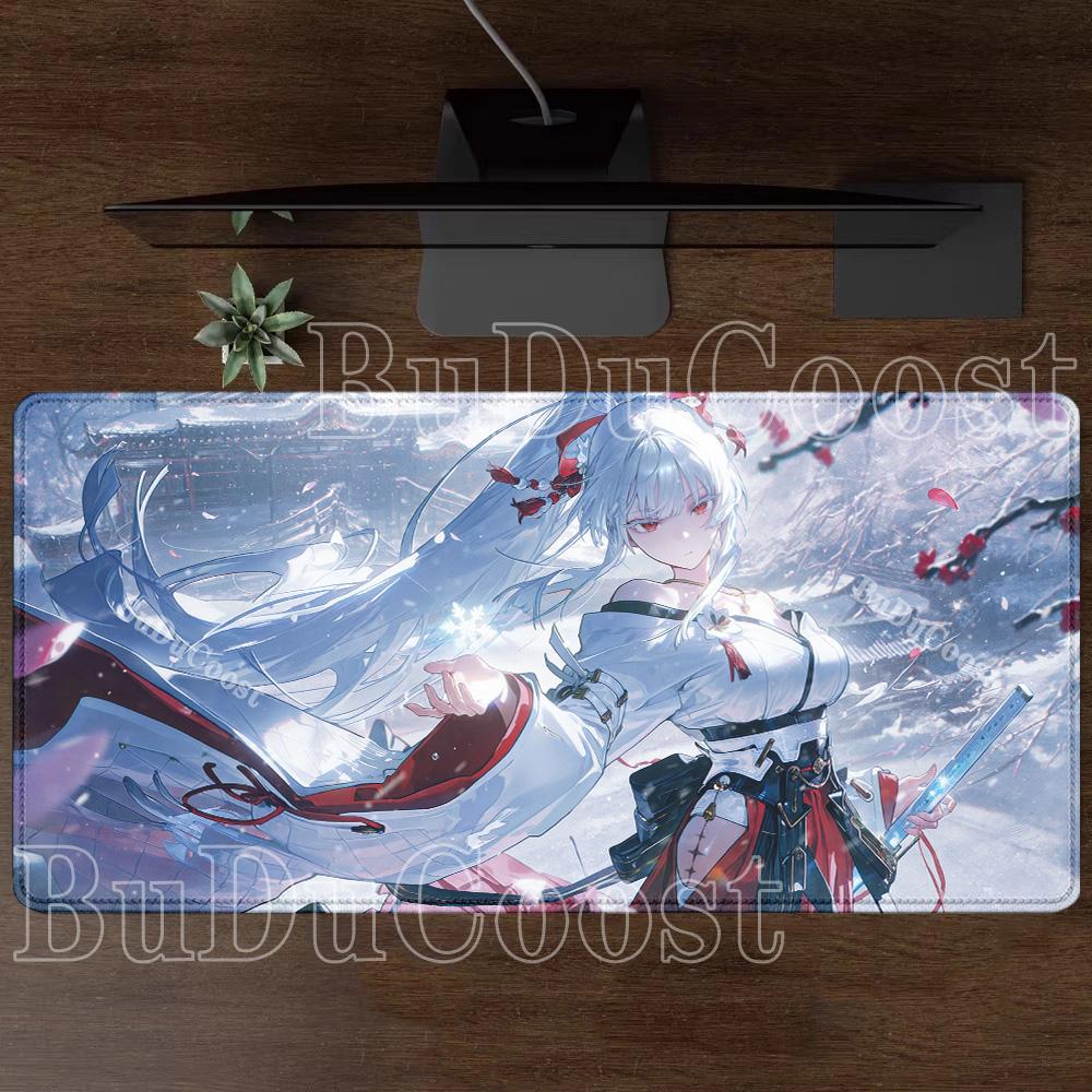 Gaming Wuthering Waves Hiyuki Mousepad Gaming Office Keyboard XXL Mouse Pad Anime Sexy Girl Rubber HD Printing Overlock Desk Mat