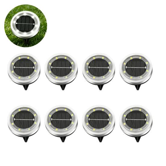 Solar Ground Lights, Glass In-Ground Landscape Lighting, Auto On/Off Waterproof LED Lawn Lamp for Garden Patio Walkway