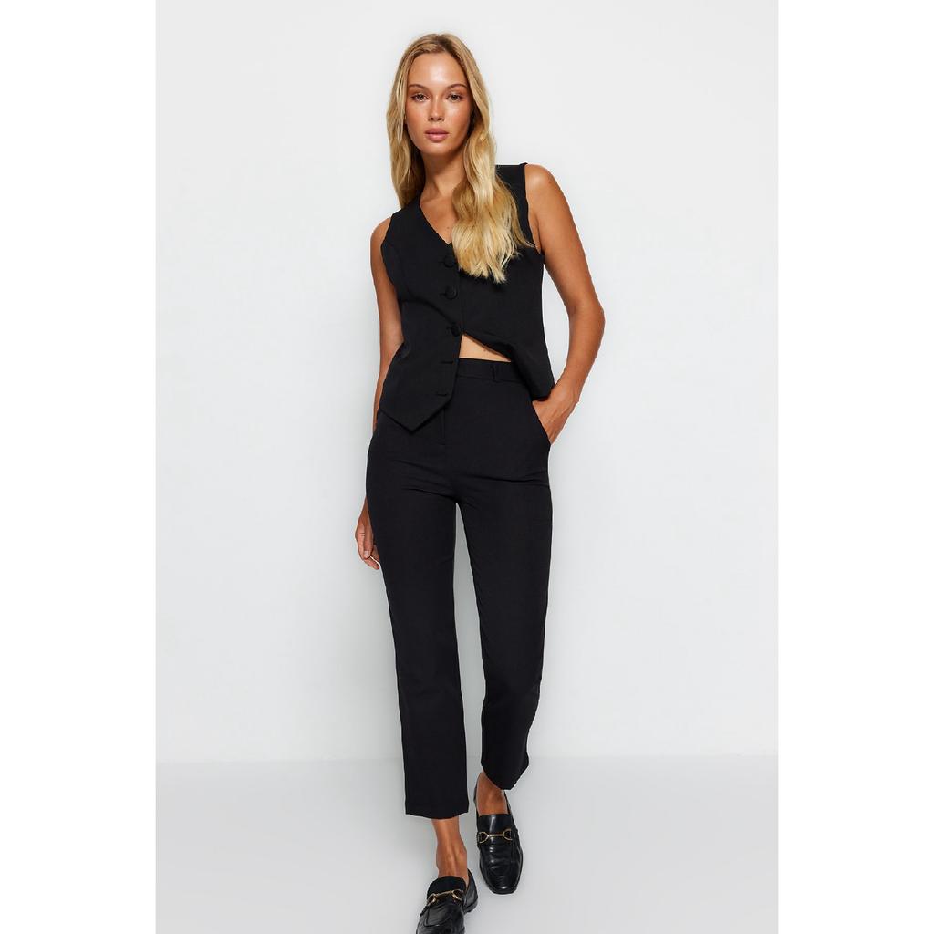 Black Basic Woven Trousers Twoss19st0038