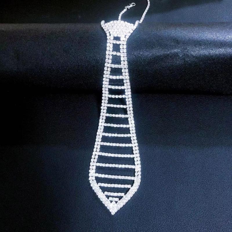 Rhinestones Necktie Female Party Decoration Tie Casual Trendy Wedding Party Tie for Weddings and Event