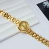 Vintage Style Gold Plated Women's Watch Red Rhinestone Dial Analog Quartz Dress Wristwatch