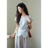 Misu Women's Retro Knit Irregular Hem T-Shirt