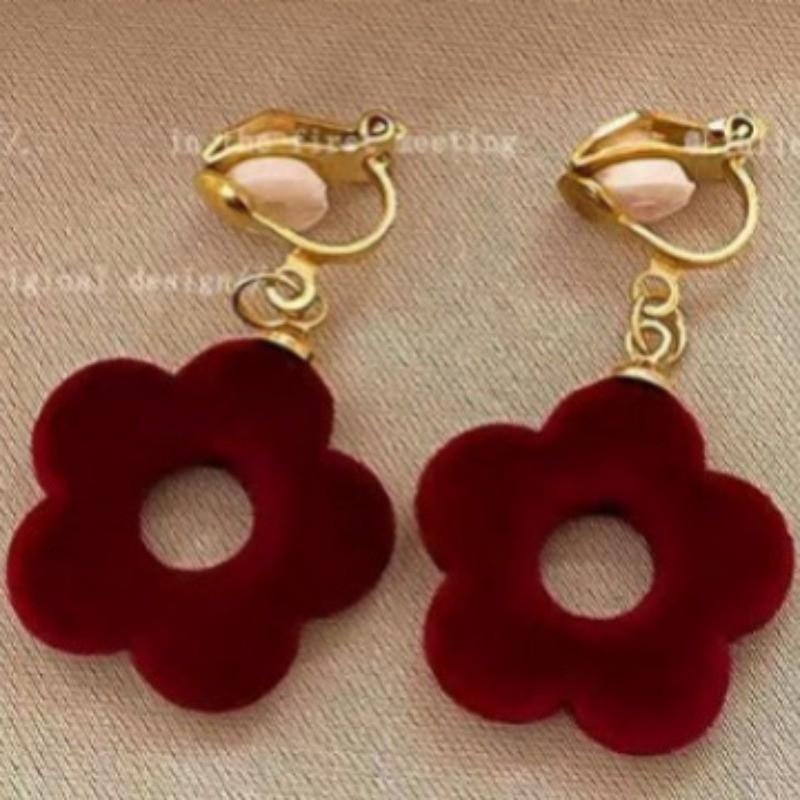 Pinkdudu Vintage Velvet Flower Zinc Alloy Earrings Simple Drop Earrings Women Jewelry PD2374