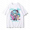 Hatsune Miku Japanischer Anime T-Shirts für Männer und Frauen Y2K Stil Harajuku Stil Urban Lässige Mode Atmungsaktive Kurze Oberteile