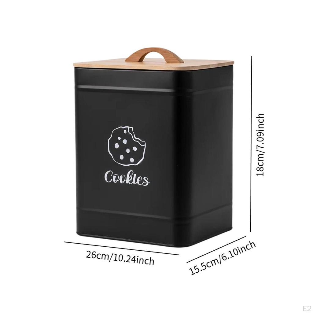 Cookie Jar Food Container Carbon Steel with Airtight Lid Large Capacity Sealed Storage Tin Organizer