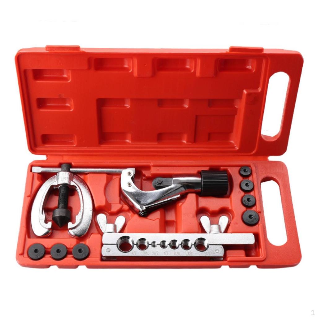 10 Pieces Copper Pipe Flaring Tool Set Manual Tube Kit with Cutter Complete Hand Tools for