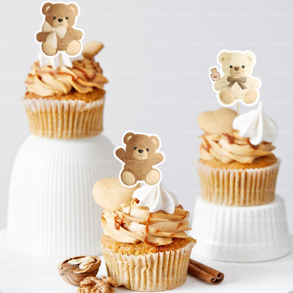 16 Stück Bären Cupcake Topper Babybär Thema Kuchen Dekorationen Bären Geburtstagsparty Kuchen Dekorative Zubehörteile