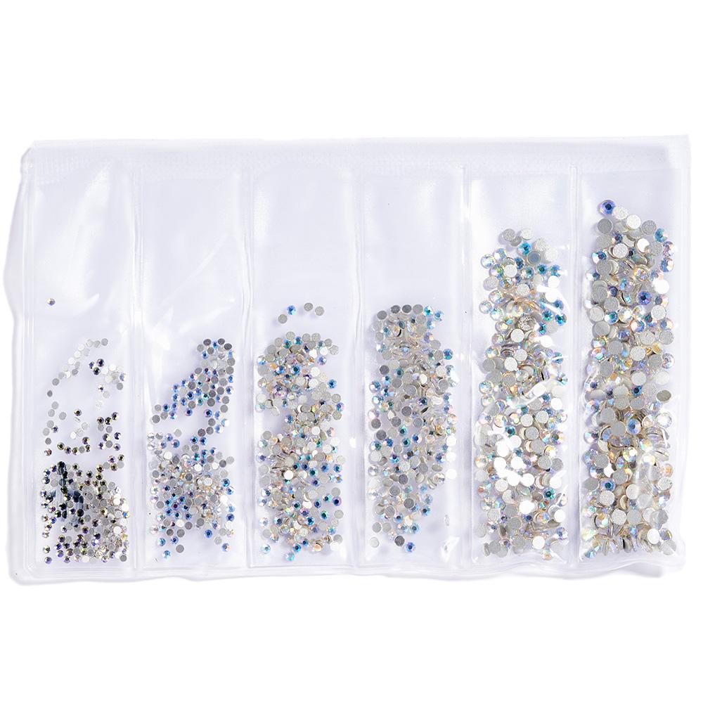 SS3-SS10 Colorful Glass Nail Rhinestones Multicolor Flat Back Crystal Strass Shiny Nail Art Gems Manicure Nails Art Decorations