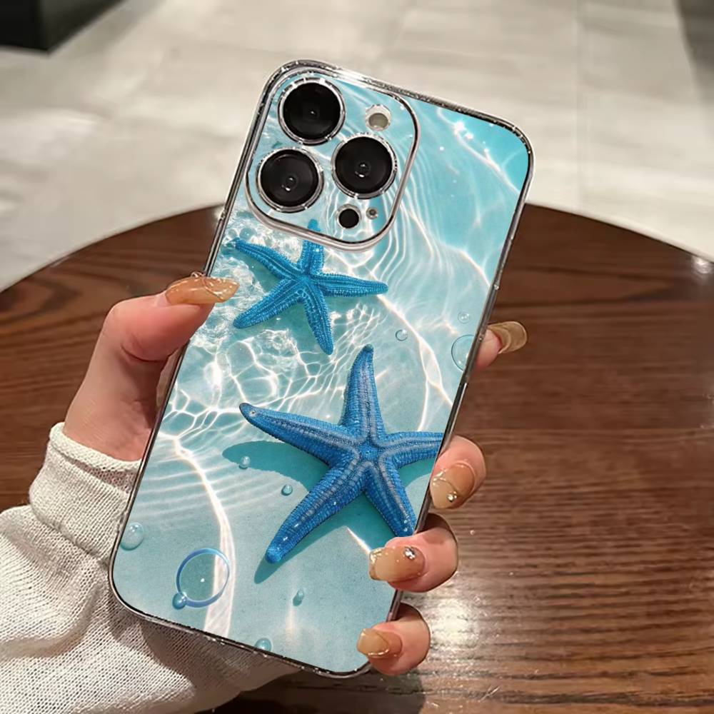 Sea Water  Ocean Turtle Clear Hard Phone Case For iPhone 17 16 15 14 13 12 11 Mini Pro Max Plus Transparent Cover