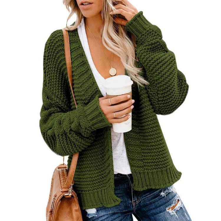 Women's Casual Solid Color Knitted Cardigan Loose Long Coat Medium Size