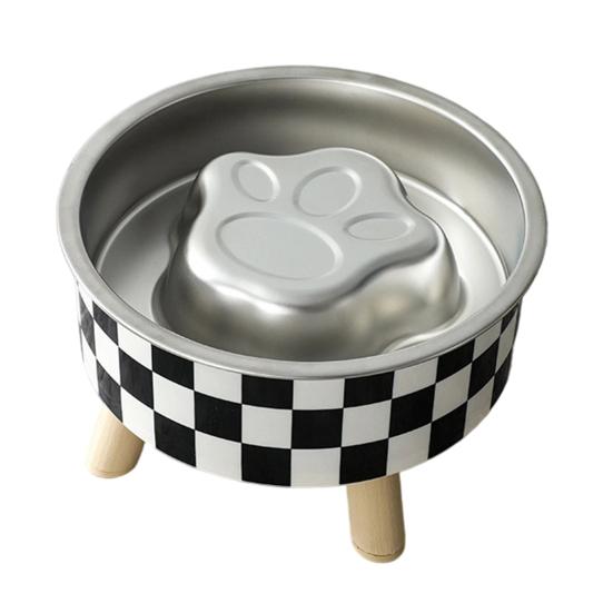 Slow Eating Bowl for Cats Elevated Cat Bowl, Removable Stainless Steel Inner Feeder Pet with Non-slip Stand Small Dogs Neck Protection