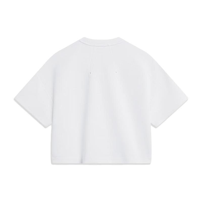 Li Ning Fitness Series Solid Color Loose Short Sleeve T-Shirt Women Tops White ATST582-1