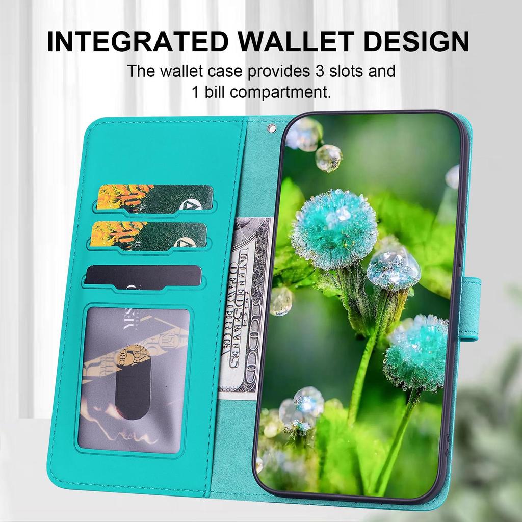 Wrist Strap 3D Emboss Flower Cat Leather Phone Wallet Case Book Kickstand For iPhone 16 15 Pro Samsung Redmi Google Oppo Magnetic Card Slot Flip Cover