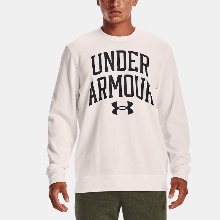 Under Armour Rival Letter Logo Print Training Crew Sweatshirt Men Sweatshirt White 1361561-112