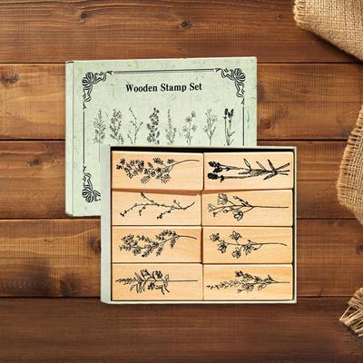 8 Stück Holzstempel, dekorative Geschenke, Kunsthandwerk, Pflanzenblume zum Zeichnen